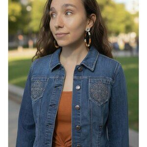 Vtg Code Bleu Denim Jacket M - Embroidered Pockets - Excellent